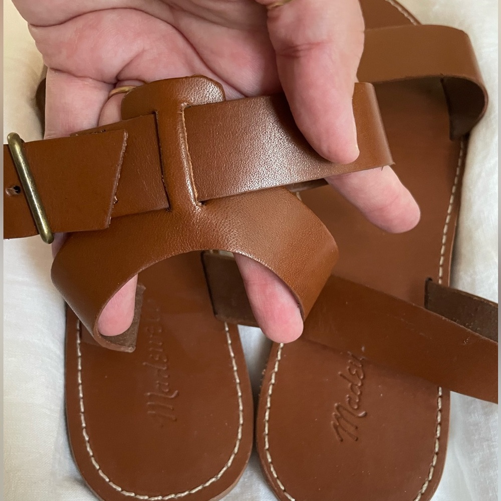 Madewell Cognac Leather Ankle-Strap Sandals Size 11 Summer Spring - Picture 3 of 4